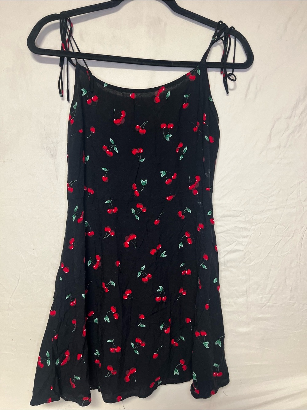 Zaful Black Dress with Red Cherry Print